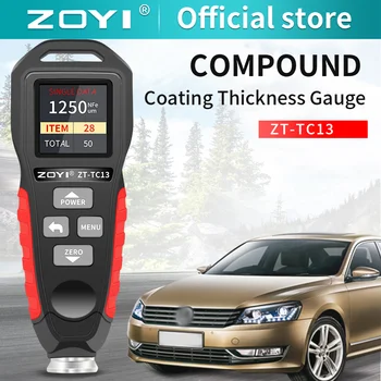 ZOYI ZT-TC13 Измеритель толщины покрытия 0,1 мкм/0-1300 Тестер Толщины пленки автомобильной краски, Измеряющий Ручной Инструмент для окраски FE/NFE
