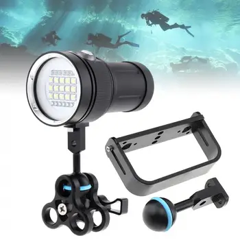 Профессиональный Подводный 100-метровый видеосвет для подводного плавания с 15 УФ светодиодами для фотосъемки и видеосъемки + Портативный пакетик