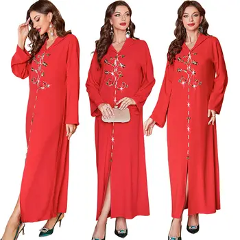 Марокканское женское мусульманское длинное платье-Абайя, Дубайский праздничный кафтан-Джилбаб, Арабский халат, сари для женщин в Индии