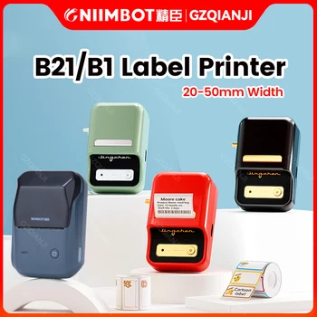 Портативный многофункциональный принтер этикеток Niimbot B21, беспроводной Bluetooth-принтер с самоклеящимся рулоном этикеток для бизнес-штрих-кода