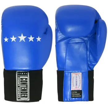 Привлекательные боксерские перчатки синего цвета весом 10 унций для соревнований обеспечивают превосходную производительность.