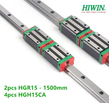 2шт 100% Оригинальная линейная направляющая Hiwin HGR15 L 1500 мм + 4шт узкие блоки HGH15CA подшипники каретки для ЧПУ