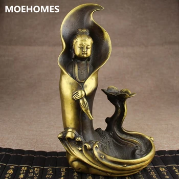 MOEHOMES Китайские изделия ручной работы из меди фэншуй, статуя будды Гуань-инь, Богини милосердия, винтажное семейное украшение, металлические изделия ручной работы